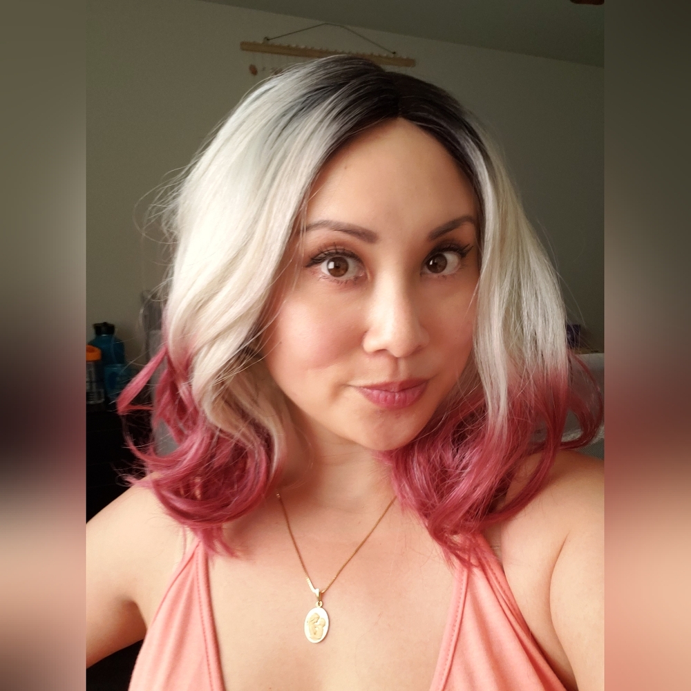 INH Hana wig, Pink and White Ombre